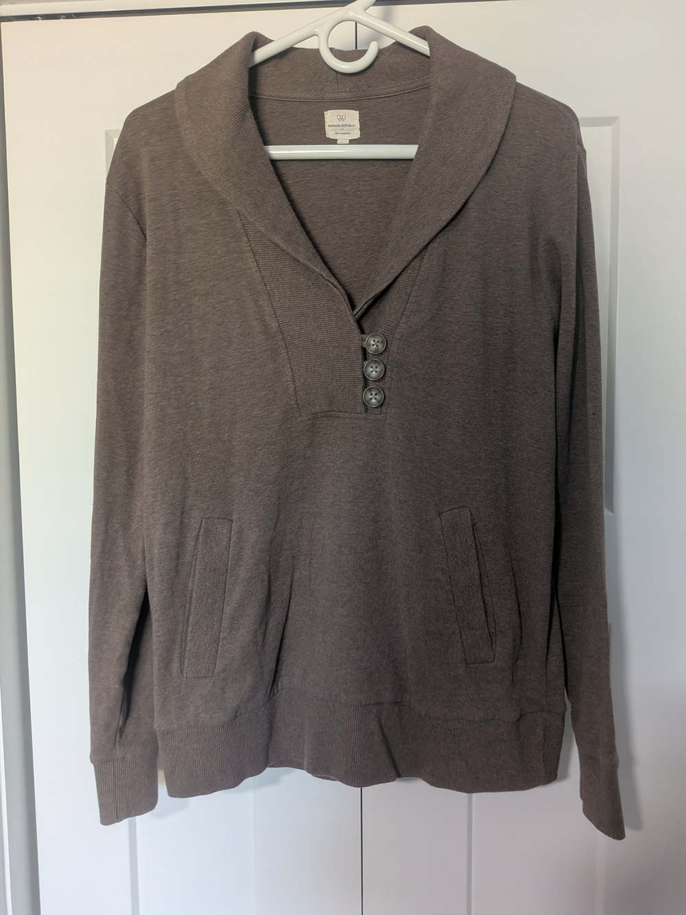 Banana Republic Sweater Brown Collared Long Sleeve Womens Large Casual Pockets